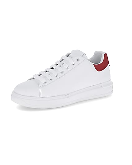 360 degree animation of product White red back tab trainers frame-1