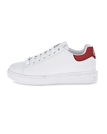 360 degree animation of product White red back tab trainers frame-3