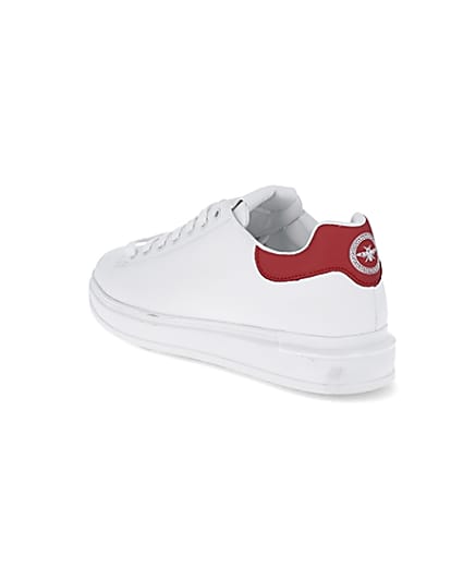 360 degree animation of product White red back tab trainers frame-6