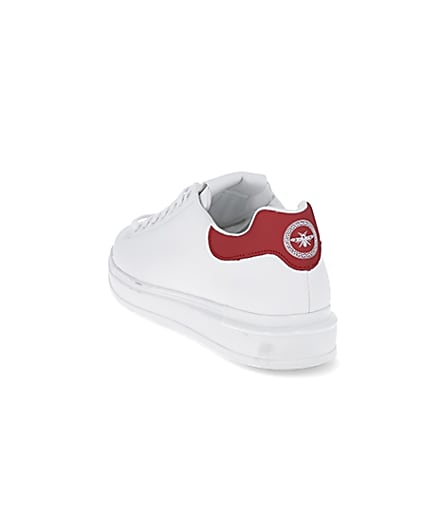 360 degree animation of product White red back tab trainers frame-7