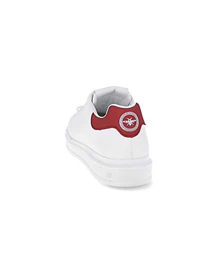 360 degree animation of product White red back tab trainers frame-8