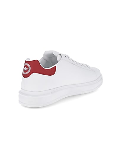 360 degree animation of product White red back tab trainers frame-12