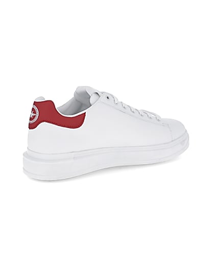 360 degree animation of product White red back tab trainers frame-13
