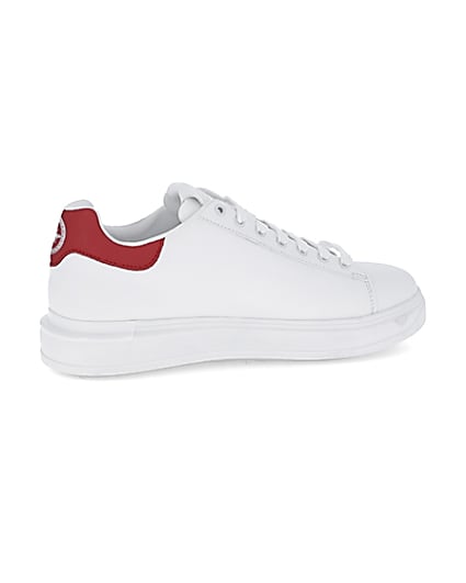 360 degree animation of product White red back tab trainers frame-14