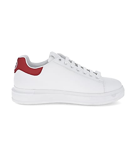 360 degree animation of product White red back tab trainers frame-15