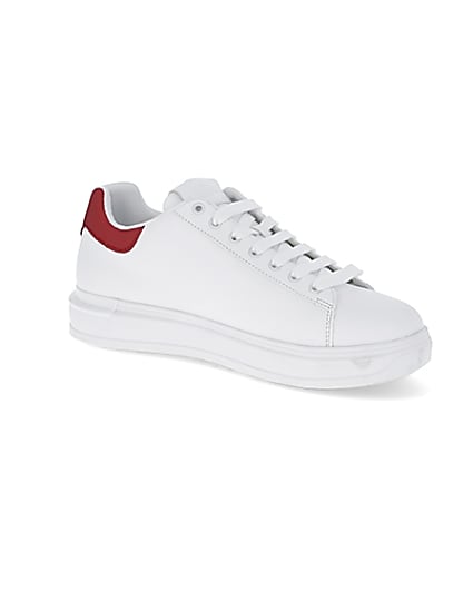 360 degree animation of product White red back tab trainers frame-17