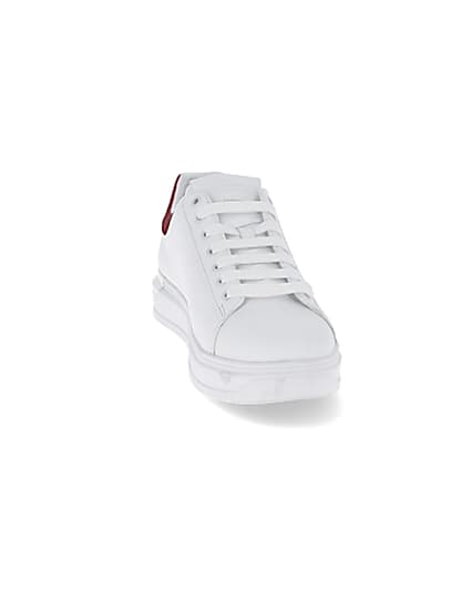 360 degree animation of product White red back tab trainers frame-20