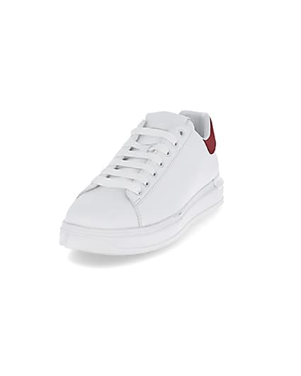 360 degree animation of product White red back tab trainers frame-23