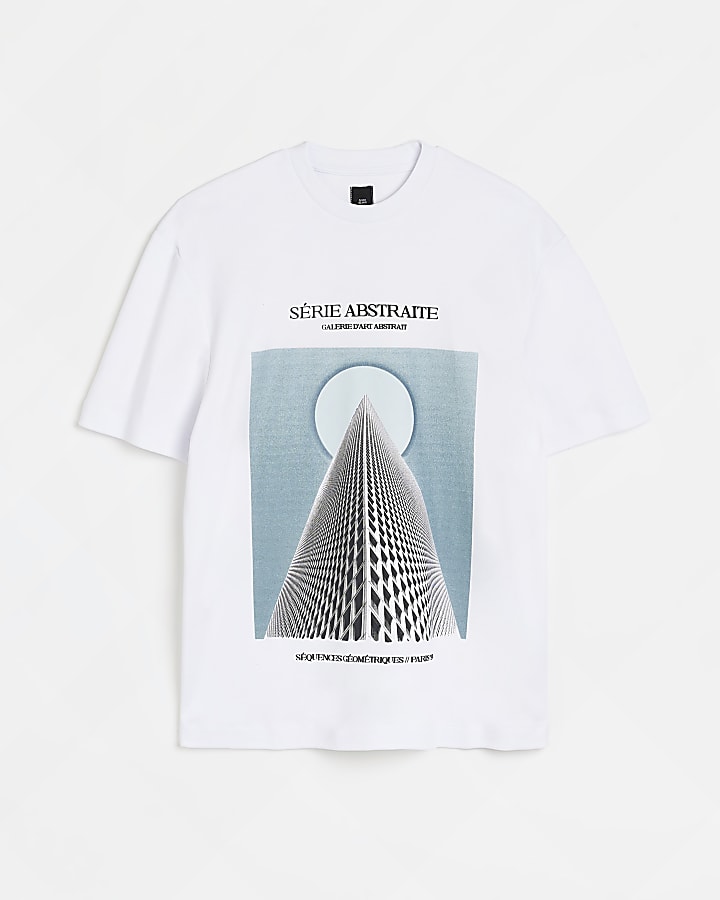 White Regular fit Abstraite graphic t-shirt