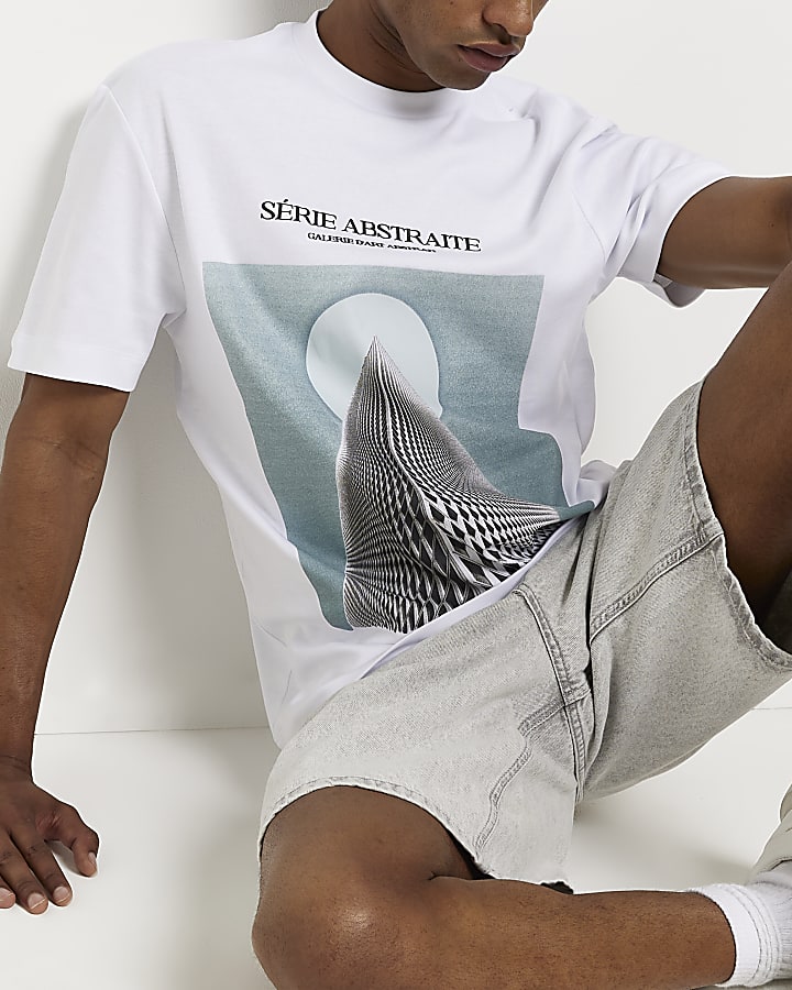 White Regular fit Abstraite graphic t-shirt