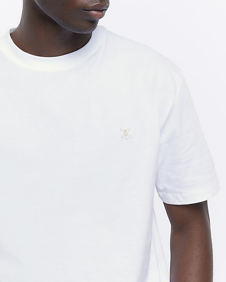 White regular fit beetle t-shirt