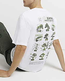 White Regular fit Bonsai Graphic T-shirt