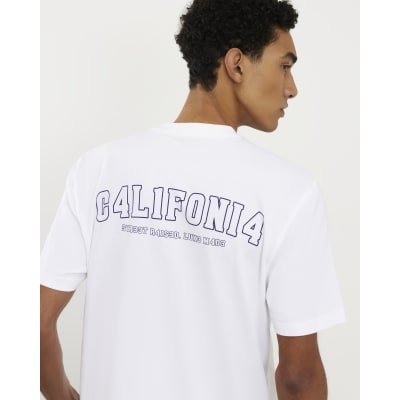 White Regular Fit California Graphic T-Shirt