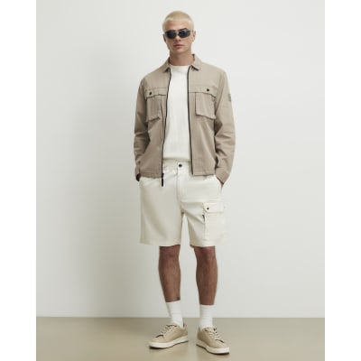 White Regular Fit Cargo Shorts