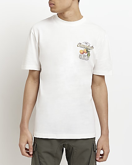 White Regular fit Clemencello graphic t-shirt