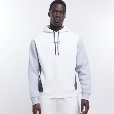 White regular fit colour block hoodie | River Island