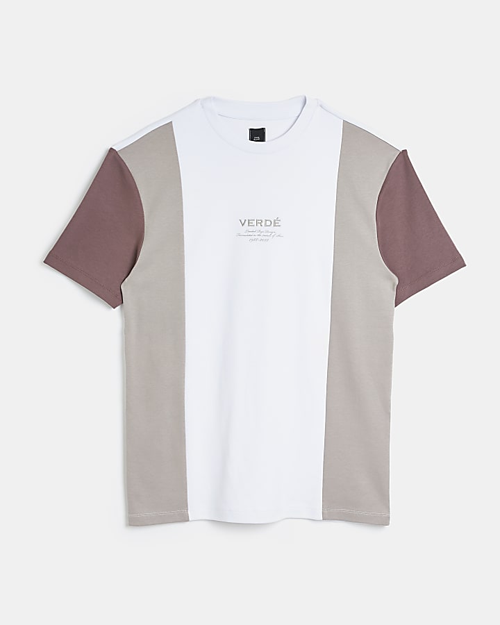 White Regular fit colour block t-shirt