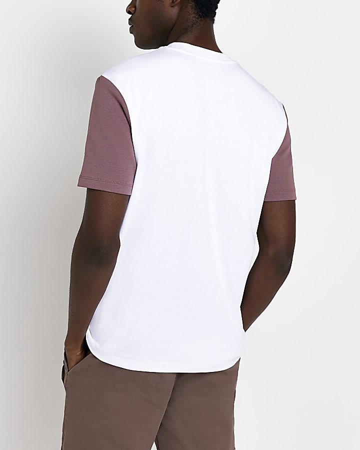White Regular fit colour block t-shirt