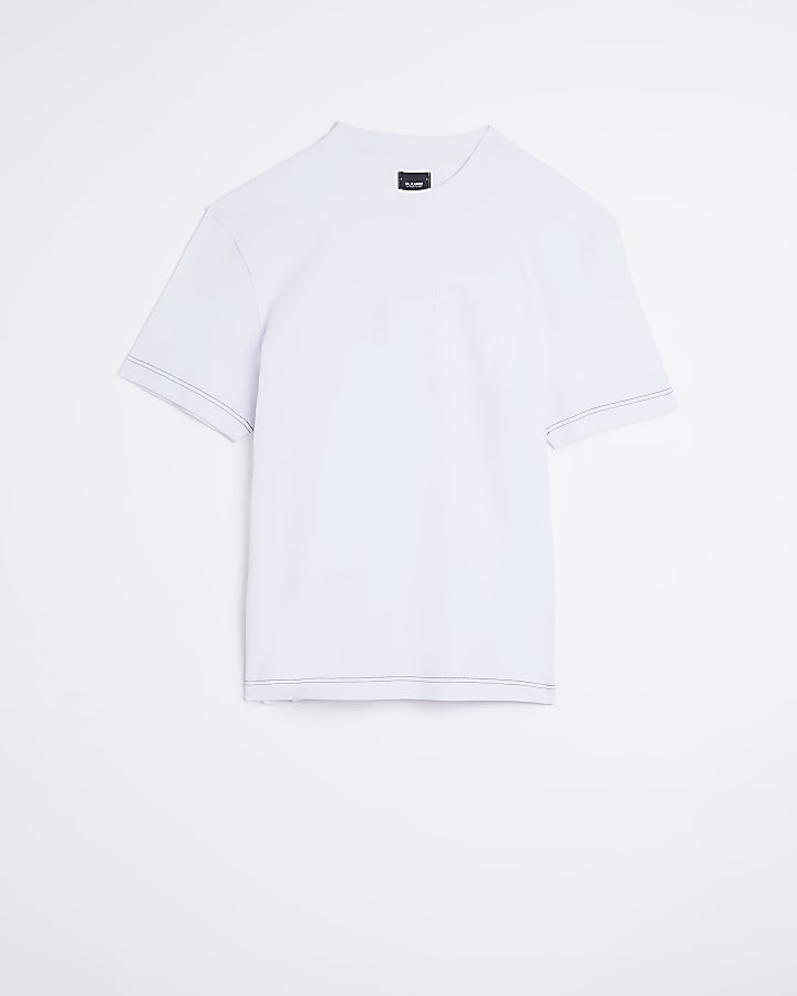 White regular fit contrast stitch t-shirt