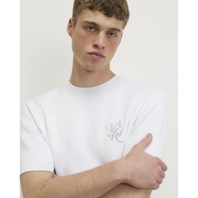 White Regular Fit Cotton Knitted T-Shirt