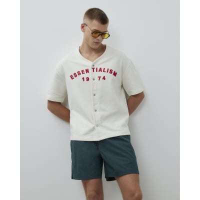 White Regular Fit Essentialism Baseball Shirt