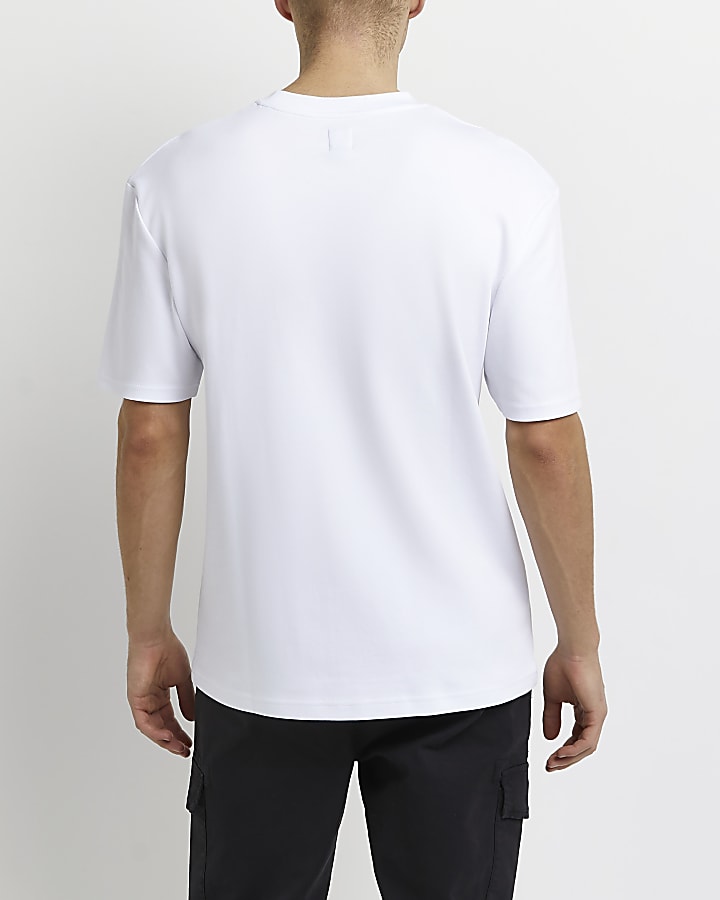 White regular fit graffiti graphic t-shirt