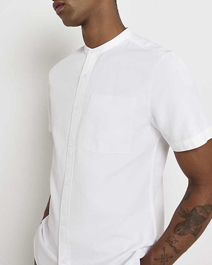 White Regular fit Grandad collar Shirt