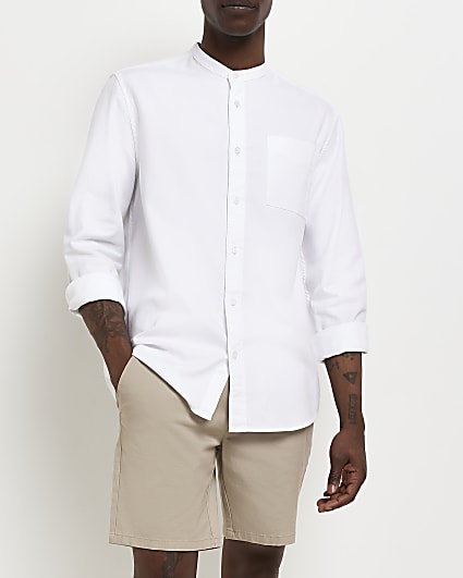 White Regular fit Grandad Lyocell Shirt