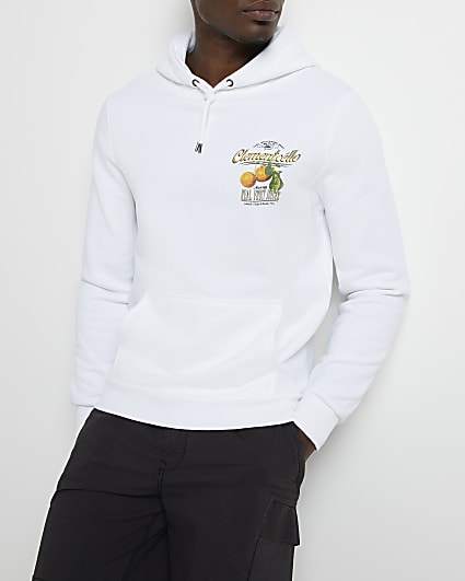 White Regular fit graphic hoodie