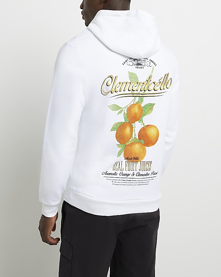 White Regular fit graphic hoodie