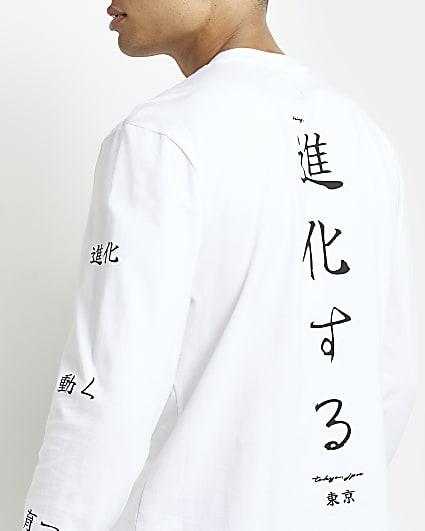 White Regular fit graphic long sleeve t-shirt