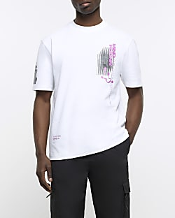 White regular fit graphic placement t-shirt