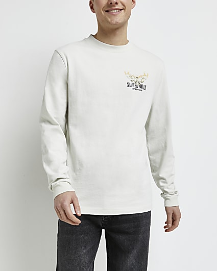 White regular fit graphic sweatshirt