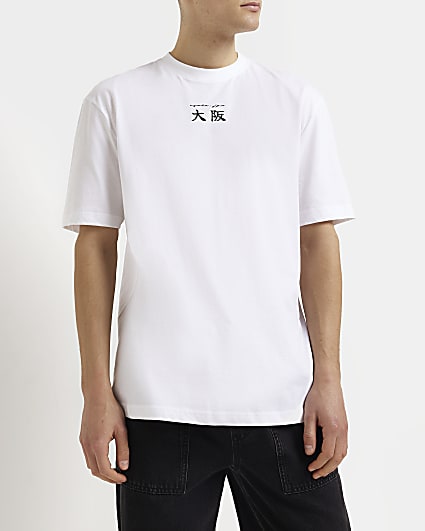 White Regular fit Japanese Graphic t-shirt