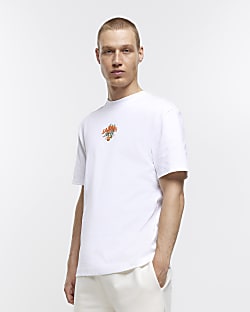 White regular fit large graphic t-shirt