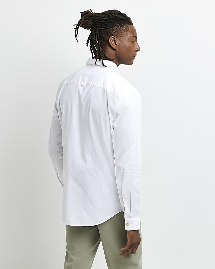 White regular fit long sleeve shirt
