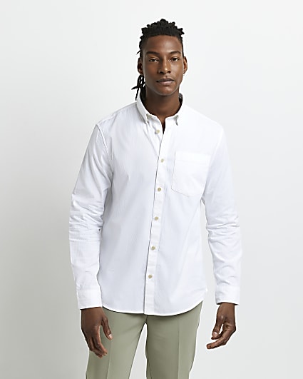 White regular fit long sleeve shirt