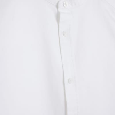 White regular fit lyocell grandad shirt