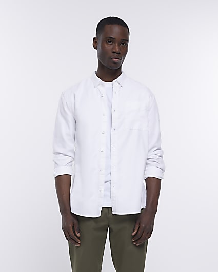 White regular fit lyocell twill shirt