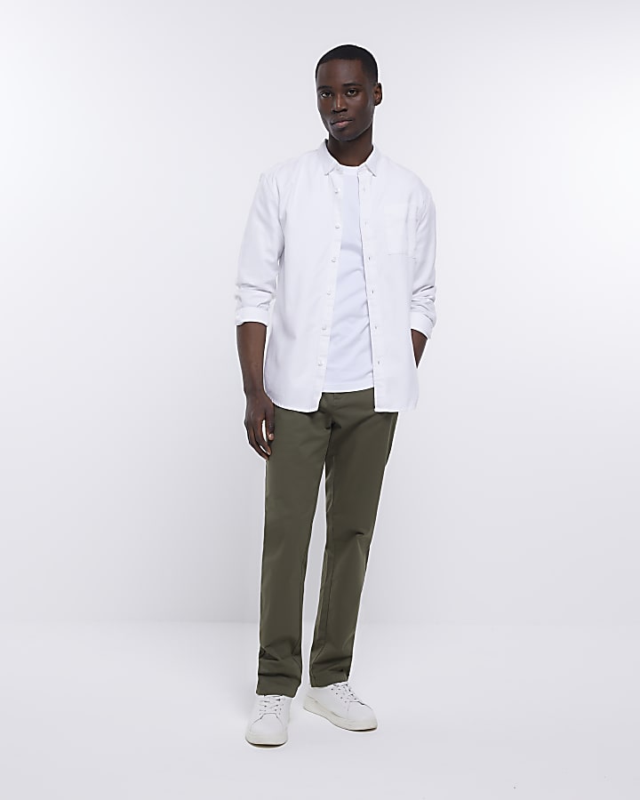 White regular fit lyocell twill shirt
