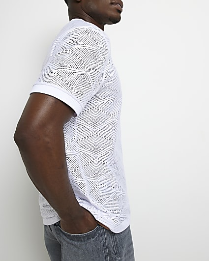 White Regular fit mesh t-shirt