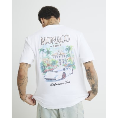 White Regular Fit Monaco Car T-shirt