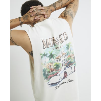 White Regular Fit Monaco Car Tank Top