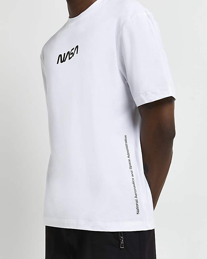 White regular fit NASA branded t-shirt