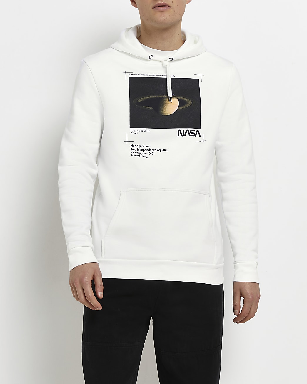 White regular fit Nasa graphic hoodie