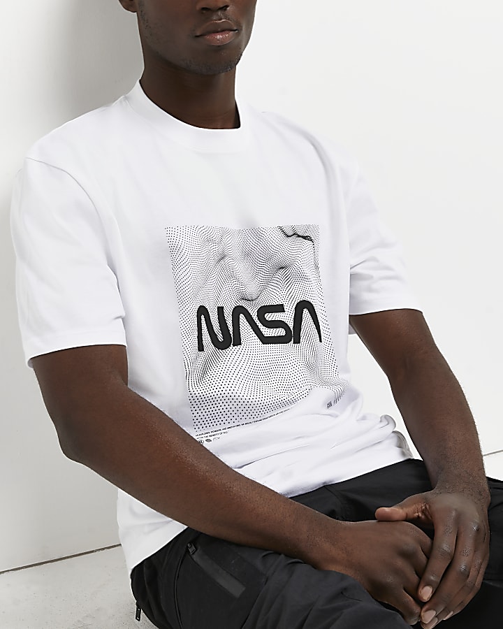 White regular fit NASA graphic t-shirt