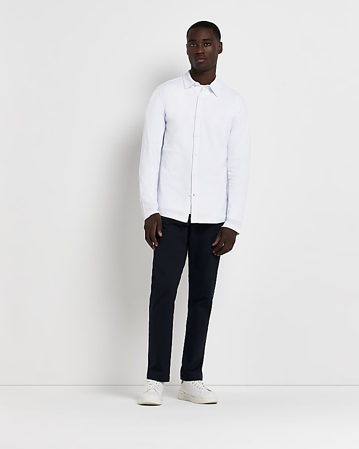 White Regular fit pique Jersey Shirt