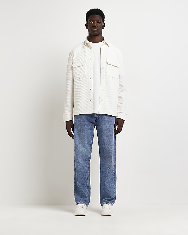 White Regular fit Quilted Overshirt