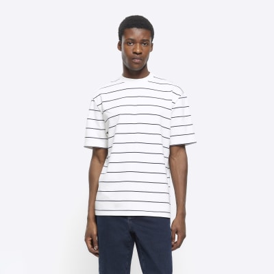 White regular fit RI Studio stripe t-shirt | River Island