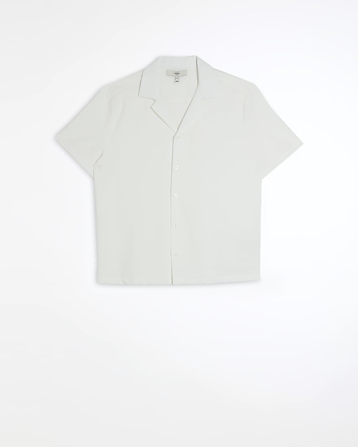 White regular fit seersucker shirt